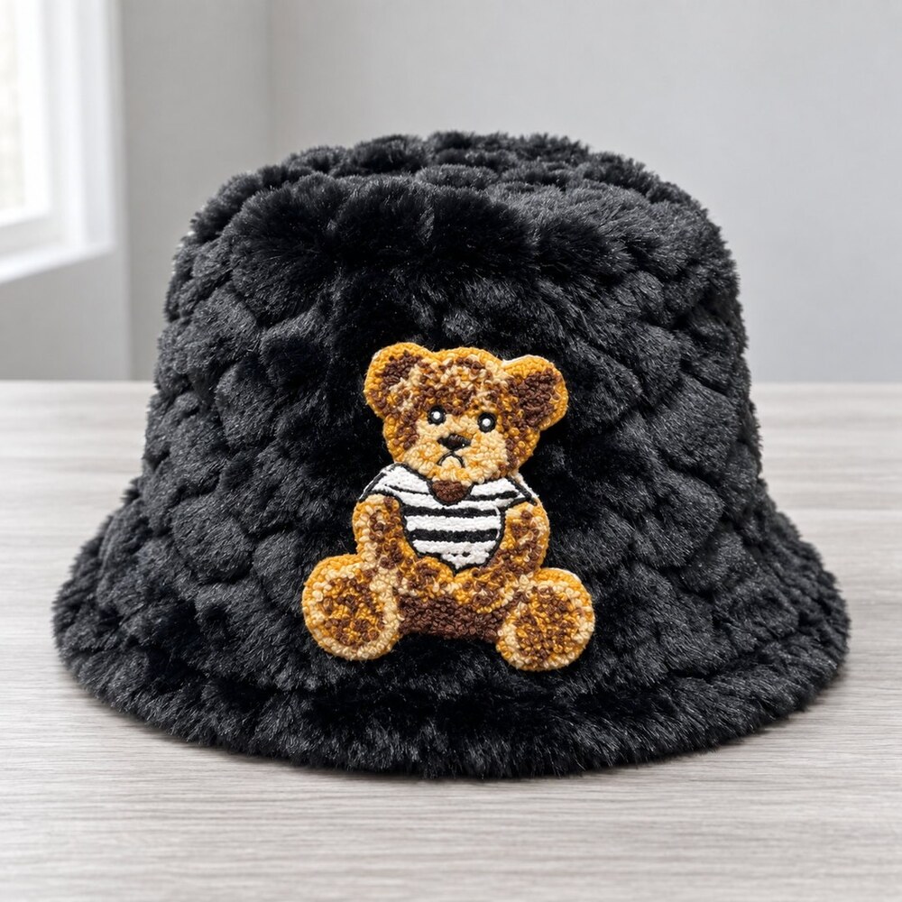 Dior Black Teddy Faux Fur Bucket Hat